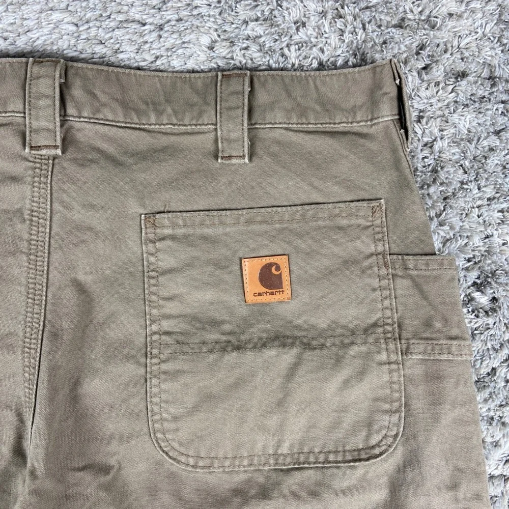 Carhartt Loose Fit Canvas Utility Work Trousers Mens 38x34 Light Brown Carpenter